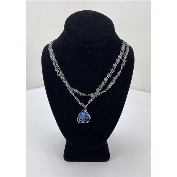 Victorian Sterling Silver Cloisonne Necklace
