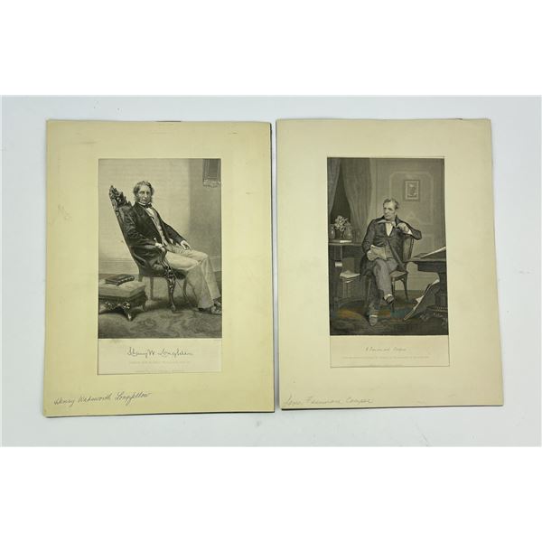Pair of Author Engravings Longfellow Couper