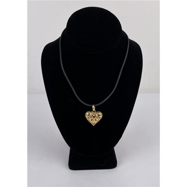 14k Yellow Gold Filigree Heart Necklace