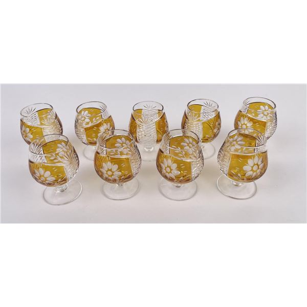 Czechoslovakian Cut Glass Bohemian Brandy Glasses