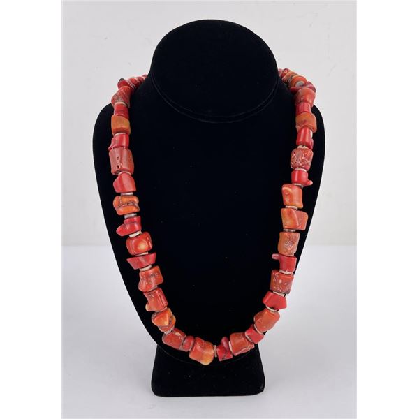 Navajo Coral and Shell Heishi Necklace