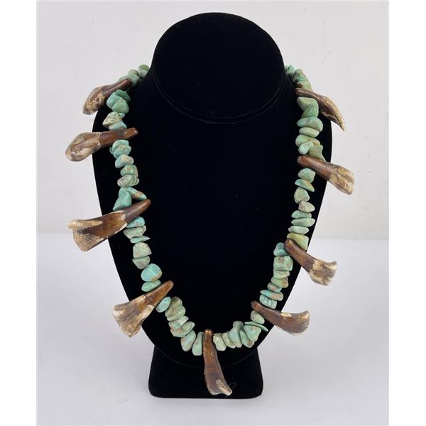 Navajo Buffalo Tooth Turquoise Nugget Necklace