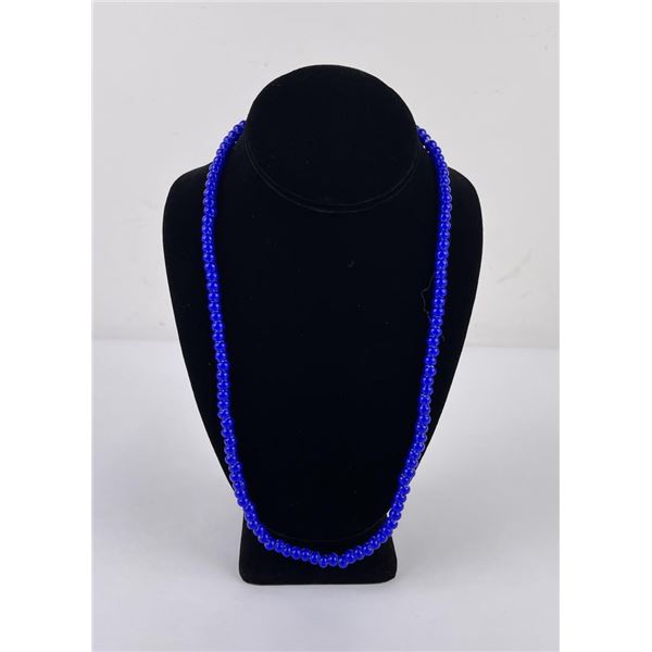 Blue White Heart Indian Trade Bead Necklace