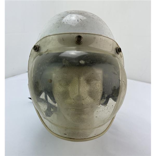 Vintage White Motorcycle Helmet