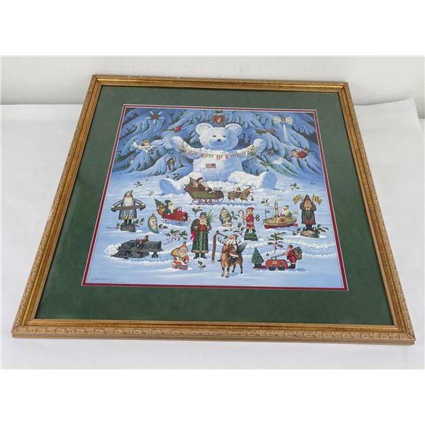 Charles Wysocki Jingle Bell Teddy & Friends Print
