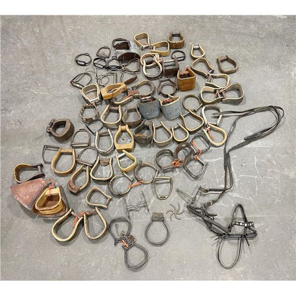 Huge Collection of Antique Cowboy Saddle Stirrups