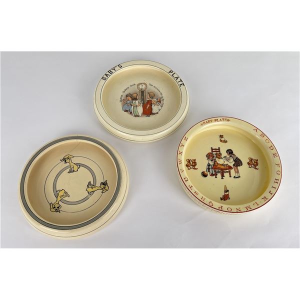 Collection of Antique Baby Plates Dishes