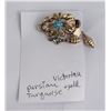 Image 4 : 14k Gold Victorian Persian Turquoise Brooch