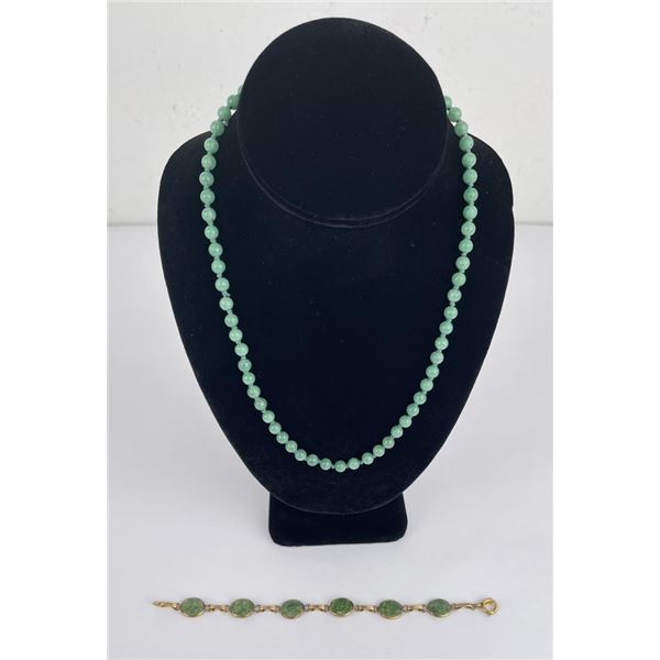 Green Jade Necklace and Bracelet