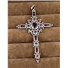 Image 1 : Large Sterling Silver Garnet Cross