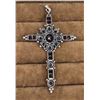 Image 2 : Large Sterling Silver Garnet Cross