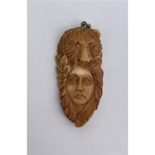 Northwest Coast Indian Carved Mammoth Necklace