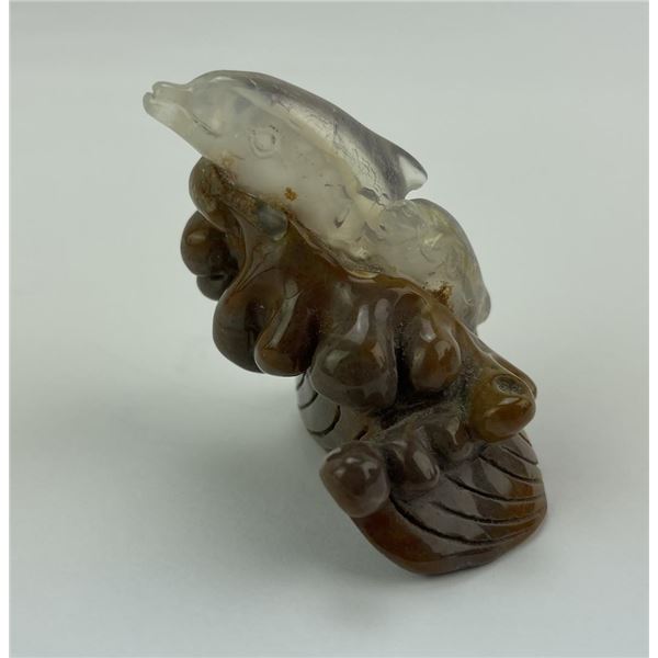 Multi Color Jade Dolphin Carving