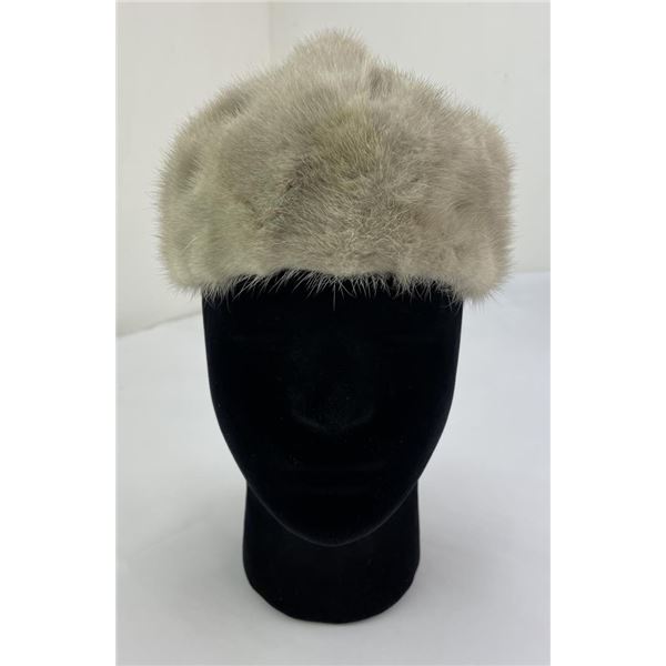 White Mink Fur Fez Hat