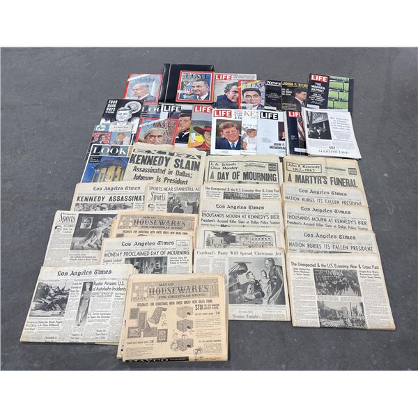 Huge Lot of JFK Kennedy Newspapers and Magazines