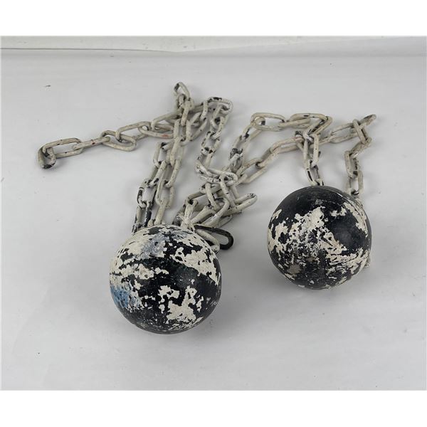 Pair of Antique Lead Prison Balls