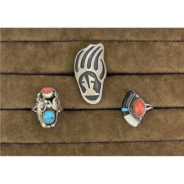 Group of Navajo Indian Rings Jewelry