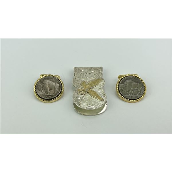 Money Clip and Buffalo Nickel Cufflinks