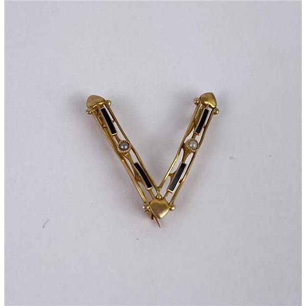Victorian 10k Yellow Gold Pin Brooch