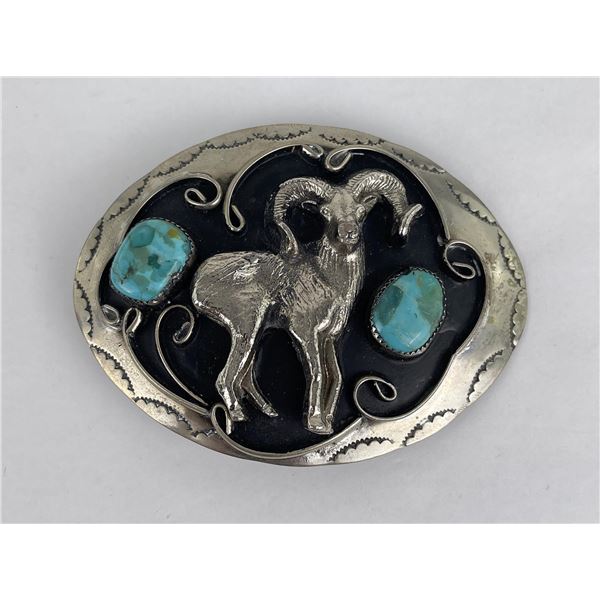 Turquoise Big Horn Sheep Belt Buckle