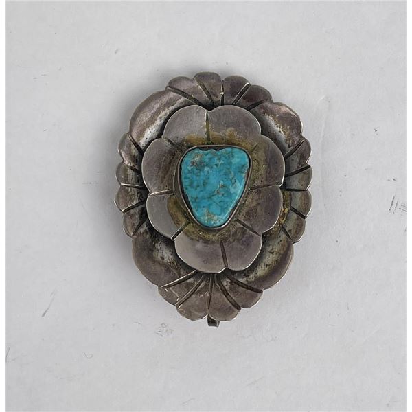 Navajo Turquoise Sterling Silver Brooch Pin