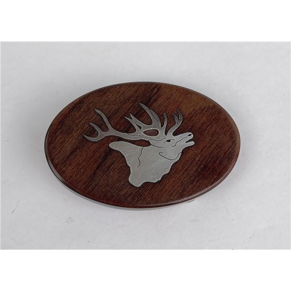 Custom Made Sterling Silver Walnut Elk Belt Buckle