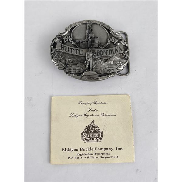 Butte Montana 1987 Siskiyou Belt Buckle