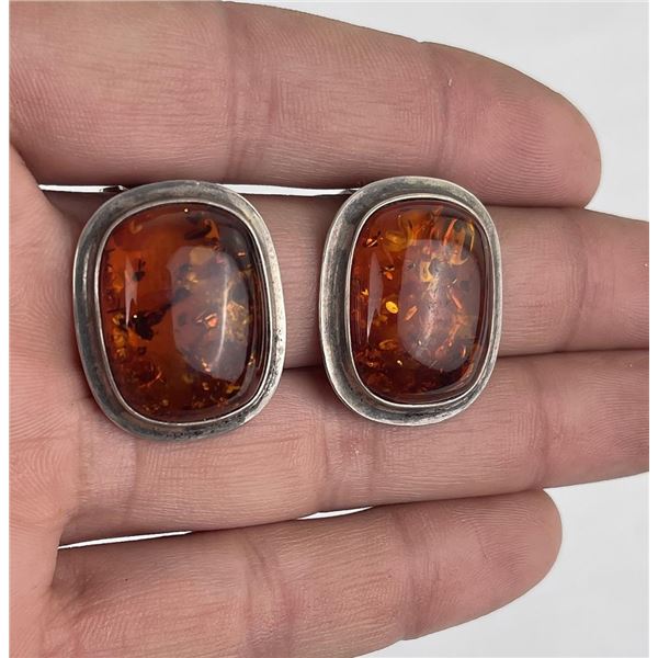 Sterling Silver Amber Earrings