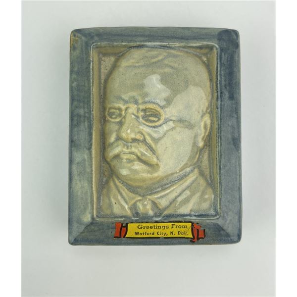 North Dakota Pottery Teddy Roosevelt Plaque