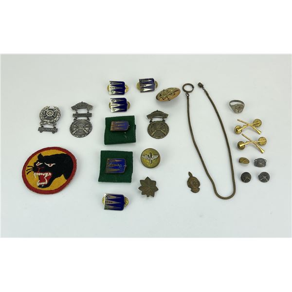 Group of US Military Pins Patches
