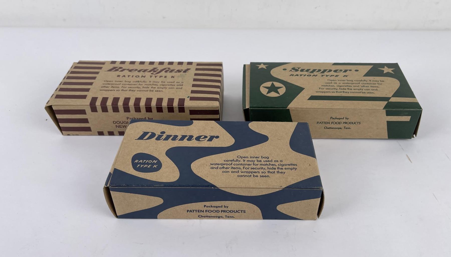 Reproduction Set of WW2 K Ration Boxes Camo