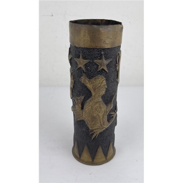 WW1 Trench Art Shell Indians and Stars