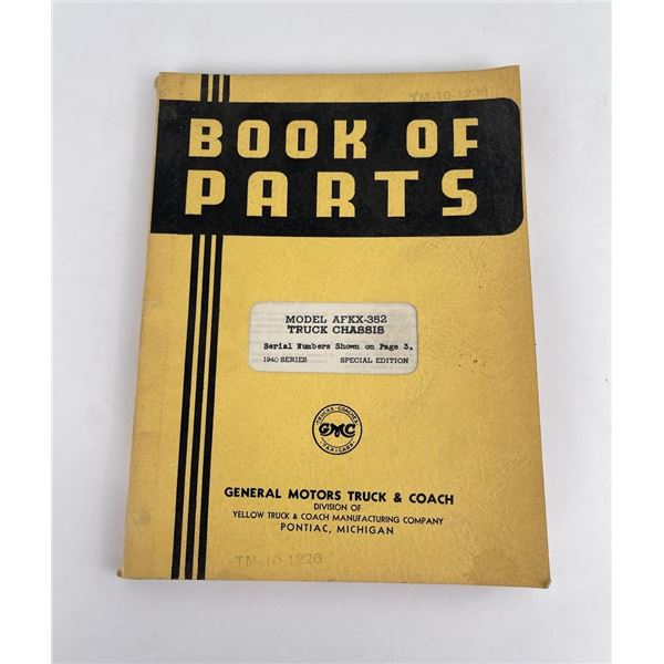 Book of Parts GMC AFKX-352 Truck Chassis