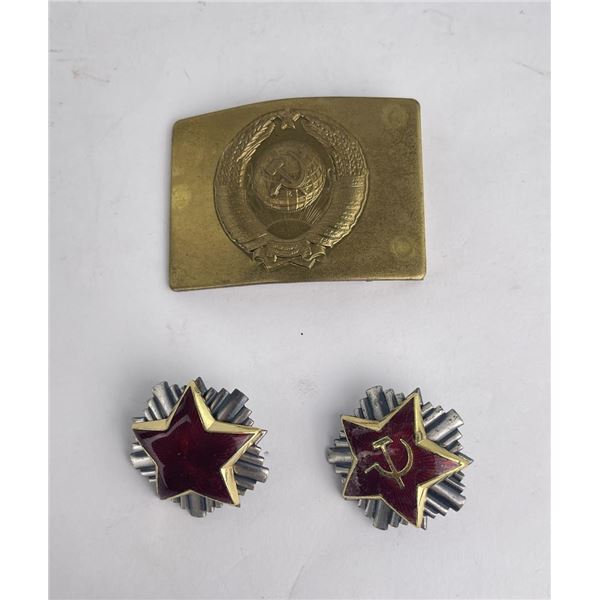 Yugoslavian Red Star Medals and Belt Buckle