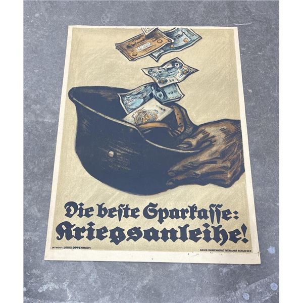 WW1 Prussian War Bond Savings Poster Oppenheim