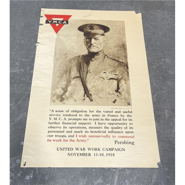 WW1 YMCA Work War Campaign Pershing Poster