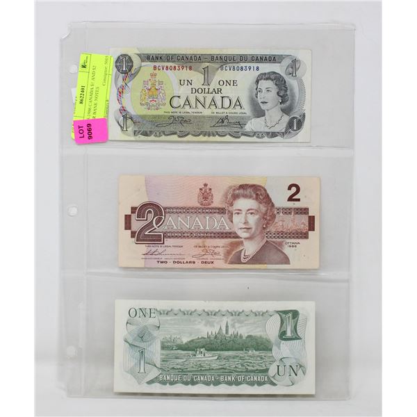 X3 1973-1986 CANADA $1 AND $2 DOLLAR BANK NOTES