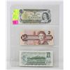 Image 1 : X3 1973-1986 CANADA $1 AND $2 DOLLAR BANK NOTES