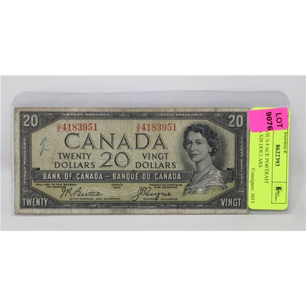 1954 DEVIL'S FACE PORTRAIT CANADA $20 DOLLARS