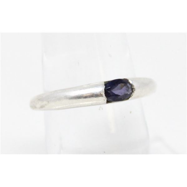 SOLID .925 SILVER AMETHYST GEMSTONE RING