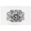 FANCY SILVERPLATE CUBIC ZIRCONIA DIAMOND RING, NEW