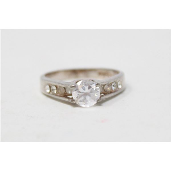 SOLID .925 SILVER CUBIC ZIRCONIA DIAMOND RING