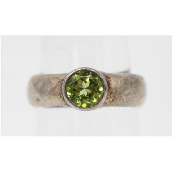 SOLID .925 SILVER PERIDOT GEMSTONE RING