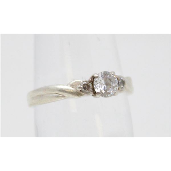 SOLID .925 SILVER CUBIC ZIRCONIA DIAMOND RING