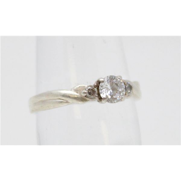 SOLID .925 SILVER CUBIC ZIRCONIA DIAMOND RING