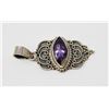 SOLID .925 SILVER AMETHYST GEMSTONE PENDANT