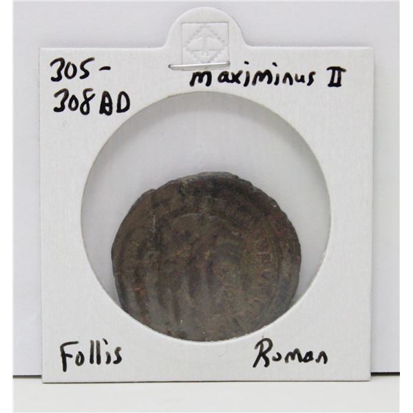 305-308 AD ANCIENT ROMAN MAXIMINUS II FOLLIS COIN