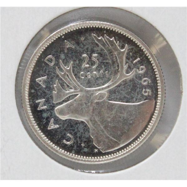 1965 SILVER CANADA 25 CENTS COIN, CAMEO