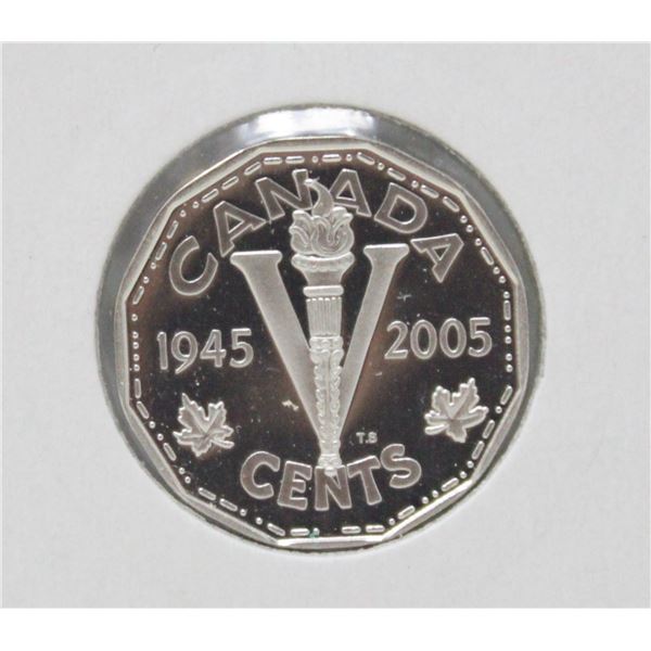 1945-2005 SILVER CANADA WWII COMMEM. 5c PROOF