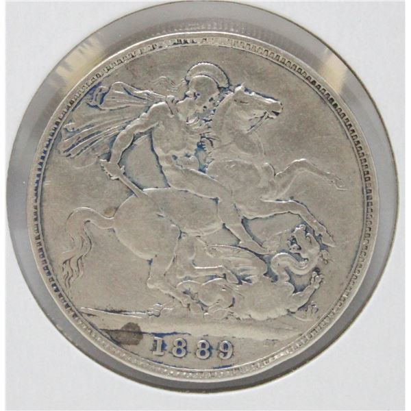 1889 SILVER GREAT BRITAIN 1 CROWN COIN